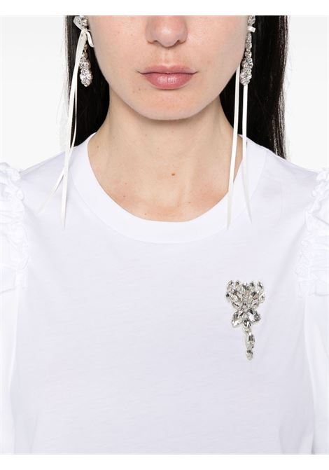 White flower-embellished T-shirt Simone Rocha - women SIMONE ROCHA | 5179TB0553WHT